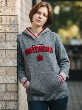 University of Waterloo Canada Women’s M Renu Cabin Sweater Hood 100% Cotton VGUC